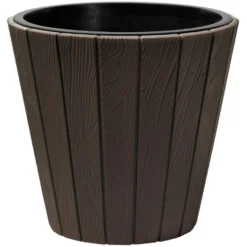 Prosperplast Plantenpot Wood Style - Kunststof - Donkerbruin - D35 Cm