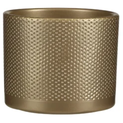 Mica Decorations Bloempot - Goudkleurig - Relief - Keramiek - 14 Cm