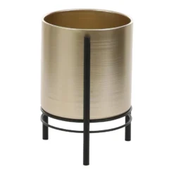 Mica Decorations Sverre Bloempot Op Standaard Zwart, Goud