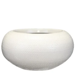 Mica Decorations Bloempot - Schaal - Wit - Ribbels - 32 X 16 Cm