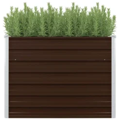 VidaXL Plantenbak Verhoogd 100x100x77 Cm Gegalvaniseerd Staal Bruin