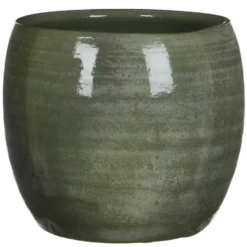 Mica Decorations Bloempot - Groen - Glanzend - Keramiek - 24 X 22 Cm